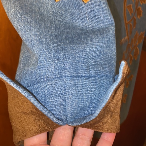 Isabella’s Journey Denim Expressions Long Coat,Faux Suede Cuffs,Embellishments - Picture 10 of 16